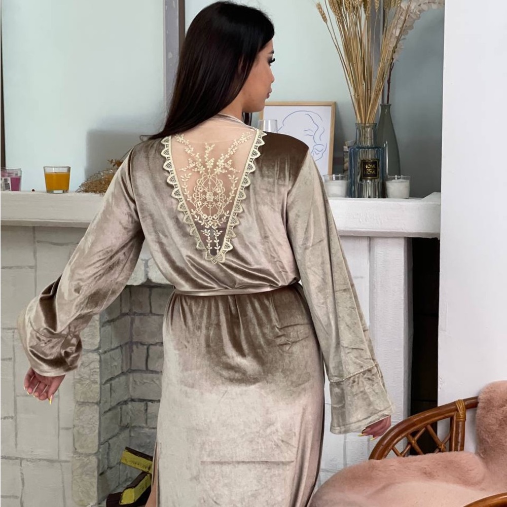 Elegant Velvet Dress with Lace Detail